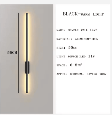 Inspire Curations Modern Black Gold LED Strip Wall Sconce black Warm Light