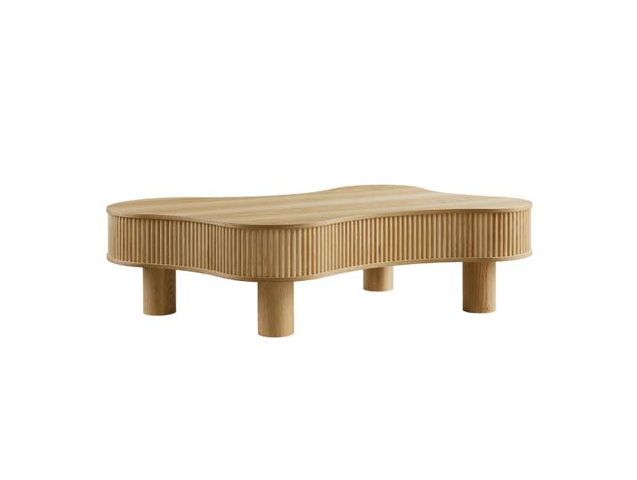 Livetastic Couchtisch, Natur, furniert, Freiform, rund, 77x32x116 cm, Wohnzimmer, Wohnzimmertische, Couchtische