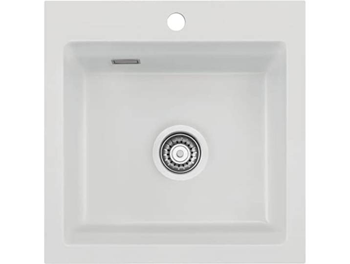 Flächenbündige Spüle KARA 51 F in SATIN mit Handbetätigung/ab Schrankbreite 50 cm/Einbauspüle