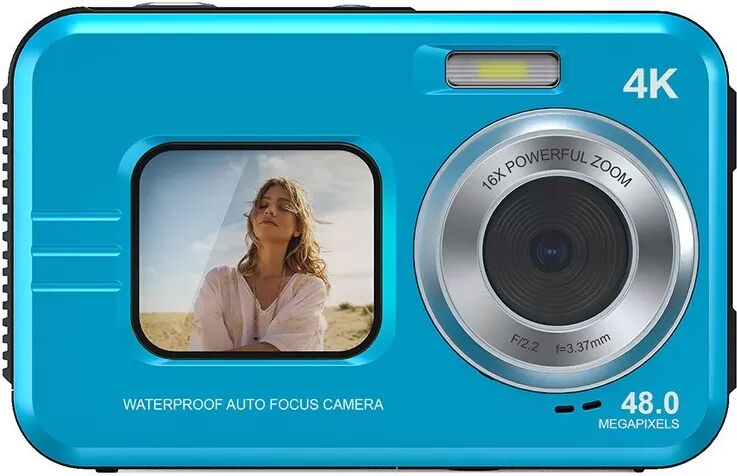 INF Appareil Photo Numérique 4K Étanche avec Carte TF 32G - Capturez Vos Aventures! Bleu