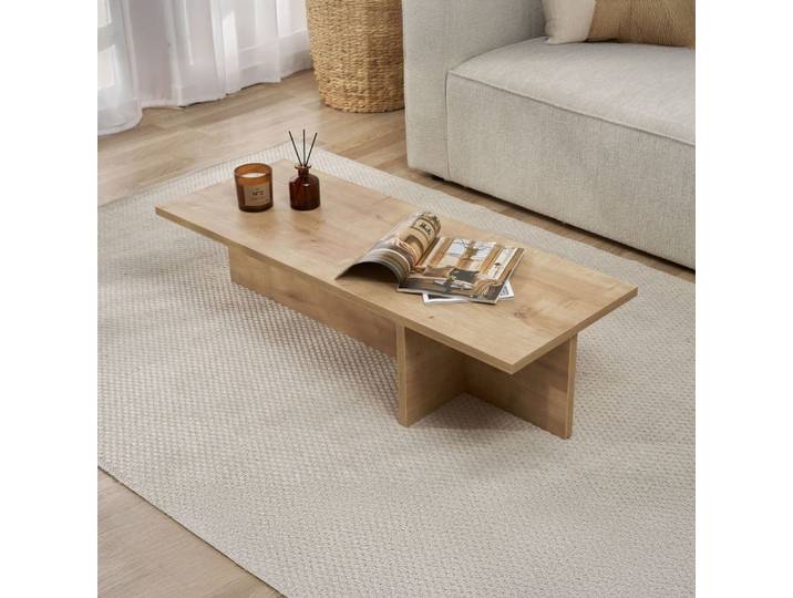 Table basse rectangulaire 120x45x30 cm couleur chêne - teona