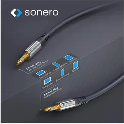 4x Sonero 3.5mm Klinke – 3.5mm Klinke (2 m, AUX Kabel), Audiokabel