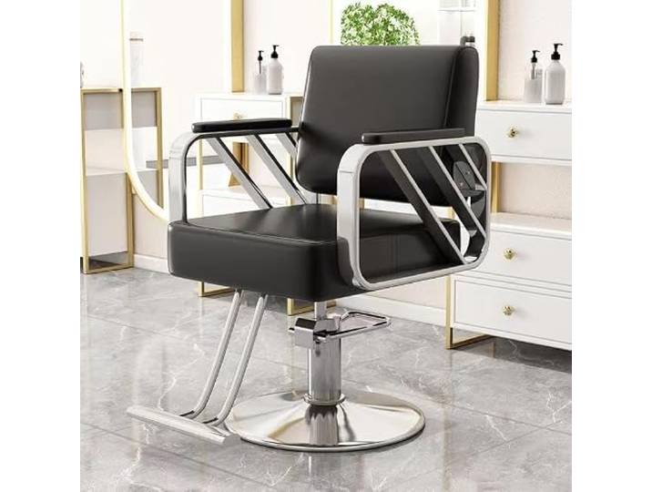 Dalumian Robuster Salonstuhl, Barbershop-Stuhl Um 360° drehbar & höhenverstellbar, belastbar bis 150kg, hoher Sitzkomfort, robuster Tellerfuß(G)