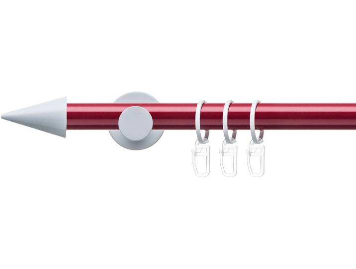 Gardinenstange LIEDECO Fertigstilgarnitur 20 mm Power Celebration Spitze Gr. 2, rot (rot, weiß), L:200cm Ø:20mm, Eisen, Gardinenstangen, Gardinenstange, Gardinenstange Komplett, Farbkombination
