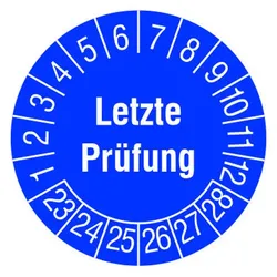 Prüfplaketten Blau, Letzte Prüfung, 108 Aufkleber