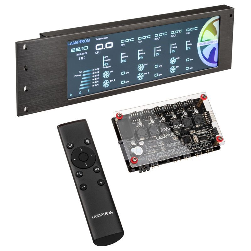 Lamptron CU135 Lüftersteuerung + RGB Controller mit Display, ARGB - schwarz