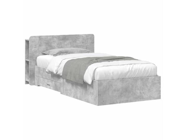 ZQQLVOO Bettgestell mit Stauraum Betongrau 80 x 200 cm Holzwerkstoff Integrierter Kopfteil-Schrank, Schubladen, vertikale Ablageflächen, moderne klare Linien, Holzwerkstoff, einfache Montage