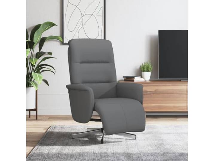Relaxsessel mit Fußteil Dunkelgrau Stoff, manuelle Liegefunktion, 360 Grad Manuelle Liegefunktion, 360 Grad drehbar, dicke Polsterung, Stoffbezug, Sperrholz und Metallrahmen