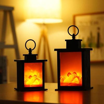Uplift Essentials LED Fireplace Flame Effect Table Lamp With Charcoal Style Glow For Home Decor And Camping l