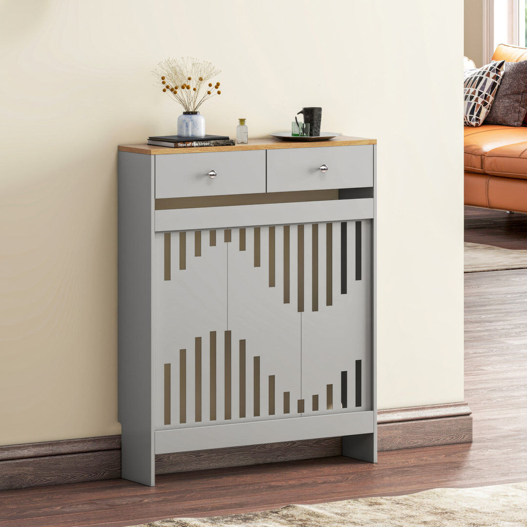 Ebern Designs Radiator Cover With Drawers, Modern Mdf Wood Cabinet Shelf Heating Cover For Living Room Bedroom Hallway Grey 96cm H x 78cm W x 19cm D