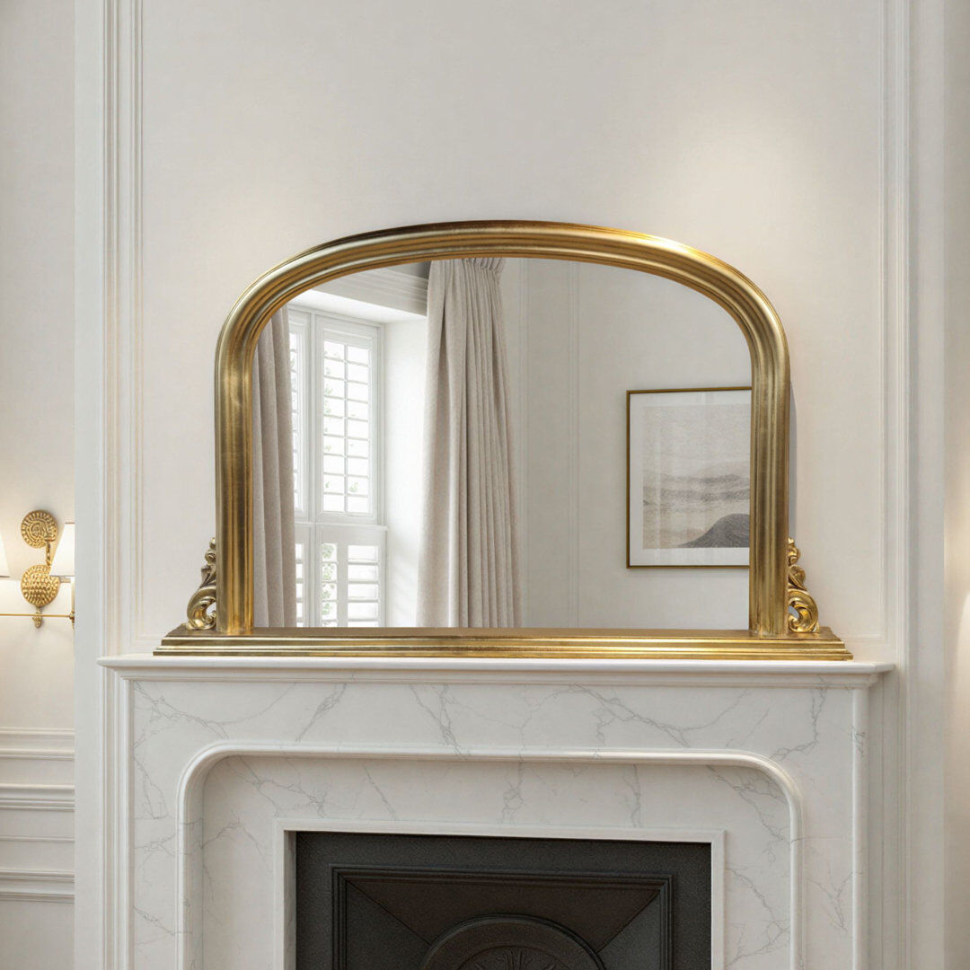 Rosalind Wheeler Overmantle Bainum Traditional Arched Mirror Gold 77cm H X 122cm W X 4cm D
