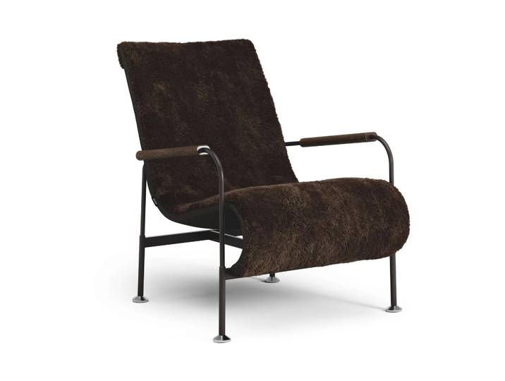 Swedese Fauteuil Serpentine Peau de mouton Espresso-marron foncé