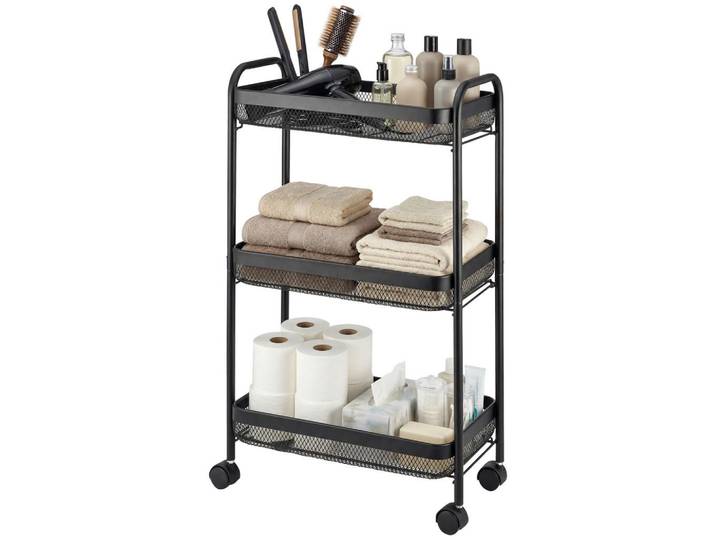 eluno Rollwagen, schwarz, Metall, Schwarz, 47x79.5x27 cm, Esszimmer, Servierwagen
