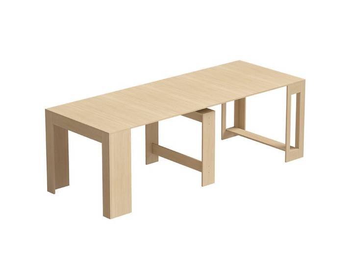 YWJ Table à manger extensible pour petits espaces transformable en console 10 places assises aspect bois brun clair