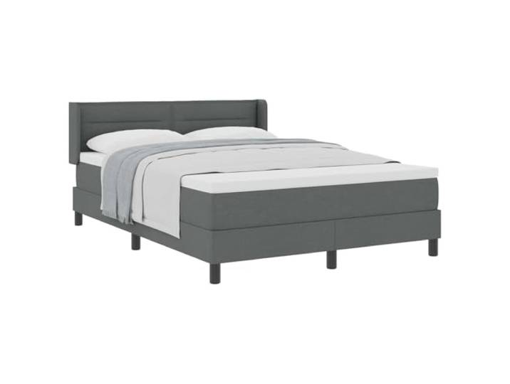 KKgypkn Boxspringbett mit verstellbarem Kopfteil Dunkelgrau 200x160 cm, mittelfeste Taschenfederkernmatratze, Stoffbezug aus Polyester und Kiefernholz