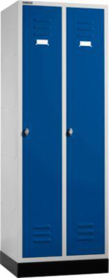 Schäfer Shop Select Materialspind m. Sockel, Drehriegelverschluss, lichtgrau/enzianblau