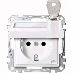 Merten SCHUKO-Steckdose alpinweiß/gl Klappdeckel MEG2315-0325