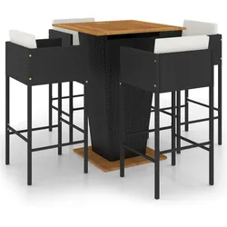 Helloshop26 - 5-teiliges Garten-Bar-Set mit Kissen PolyRattan schwarz 02_0013406