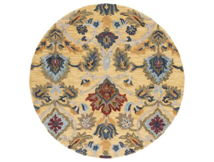 Tapis traditionnel en laine or/multicolore, 183 x 183 cm