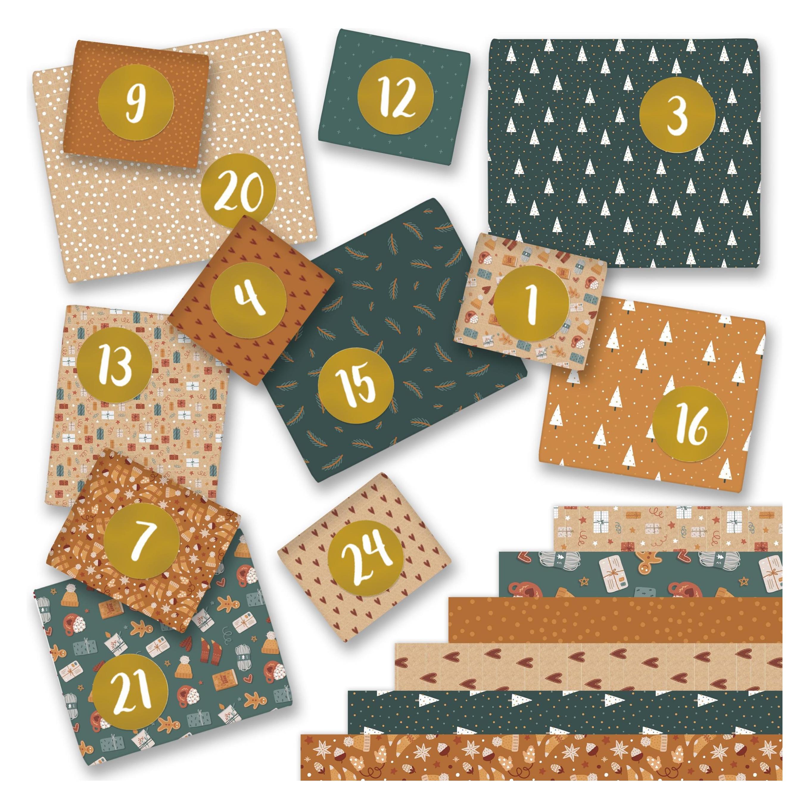 Papierdrachen Adventskalender Geschenkpapier - Packpapier bunt + Aufkleber (24 Türchen) (71721755)