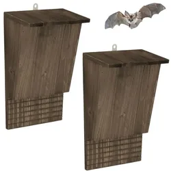 Relaxdays Brauner Fledermauskasten 2er Set Dunkelbraun