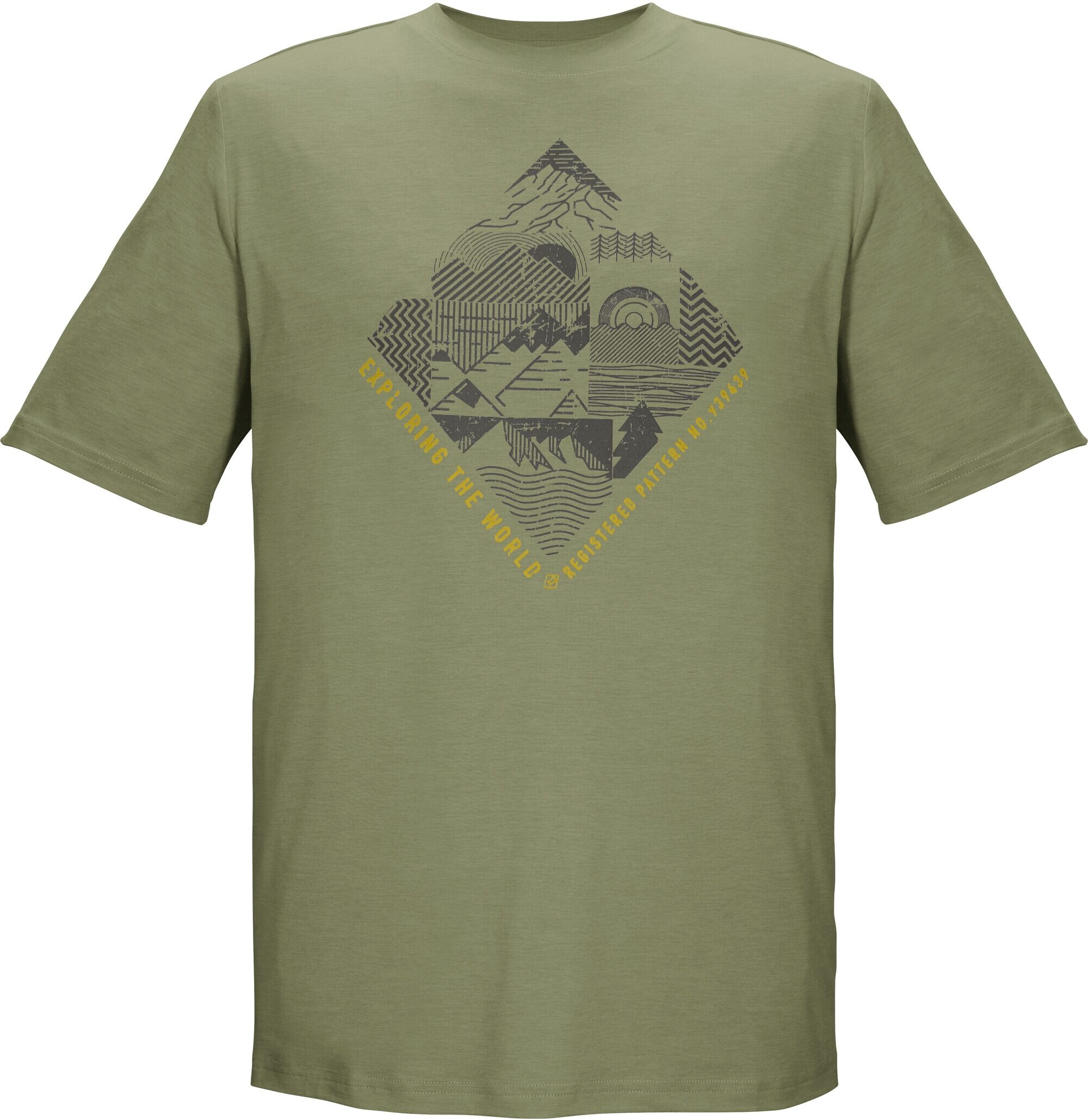 T-Shirt KILLTEC "KOS 24 MN TSHRT", Herren, Gr. L, moosgrün, Obermaterial: 92% Polyester, 8% Elasthan, Shirts T-Shirt, Feuchtigkeitstransportierend, schnelltrocknend, Adventure-Print