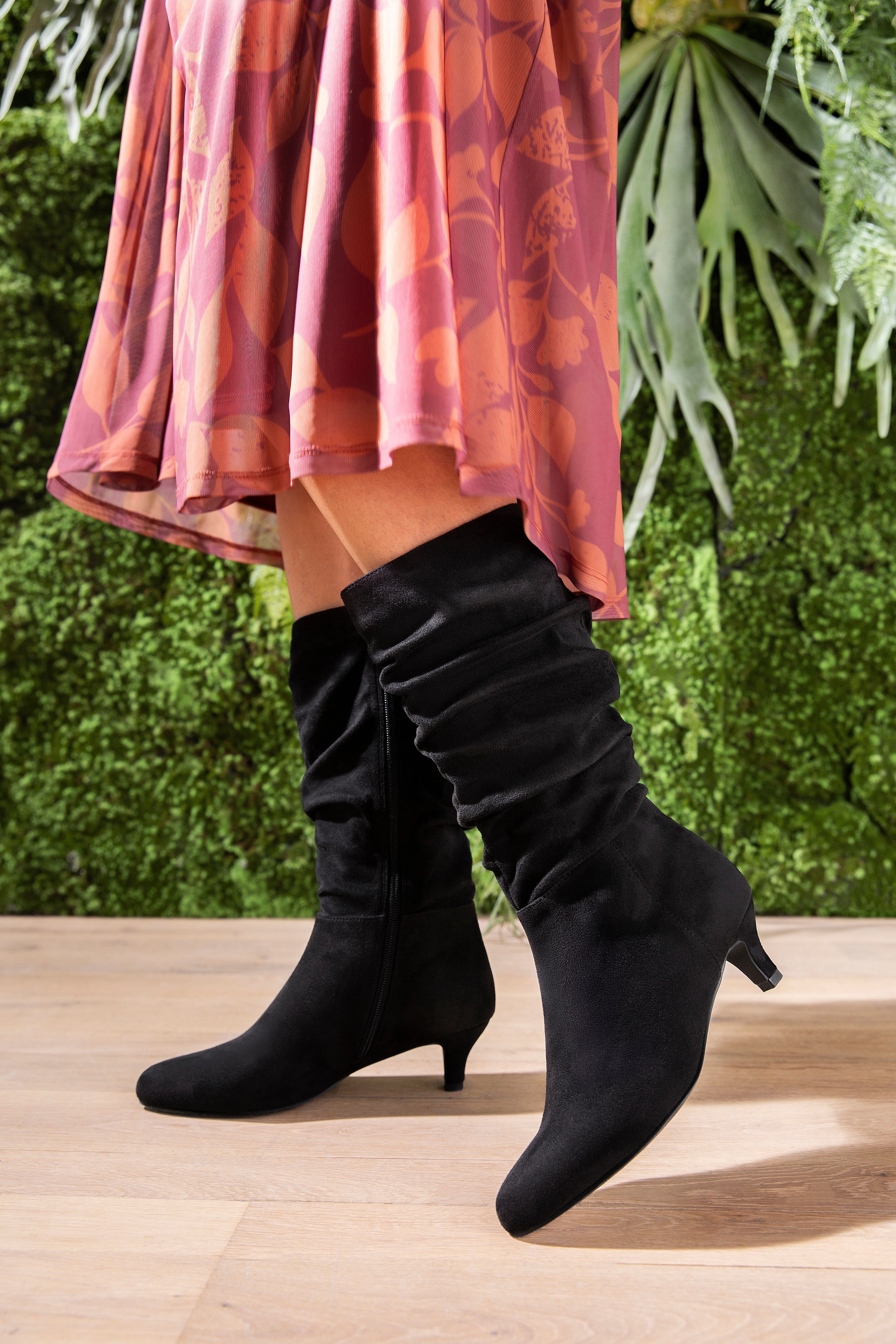 Stiefel ANISTON SHOES, Damen, Gr. 40, wärmend, schwarz, Textil, Veloursleder, Schuhe Stiefel, mit Raffungen am slouchy Schaft schwarz 40, wärmend