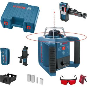 Bosch Rotationslaser 0601061501, GRL 300 HV, 1 Lotpunkt, roter 360 Grad Laser, Arbeitsbereich bis Ø 300m