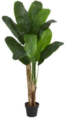Nearly Natural 4' Double Stalk Banana Artificial Tree - h: 5 ft. w: 12 in. d: 12 in