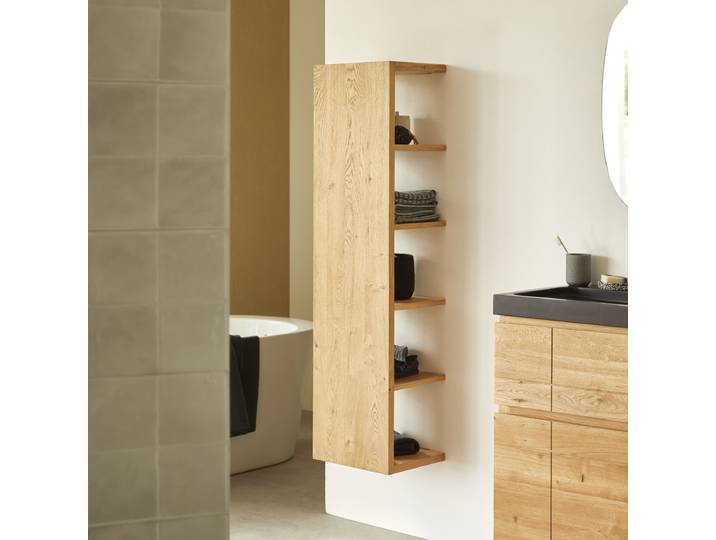 Hochschrank Badschrank Badezimmer Regal Eichenholz modernes Design - Natur