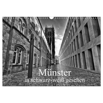 Münster in schwarz-weiß gesehen (Wandkalender 2027 DIN A3 quer), CALVENDO Monatskalender
