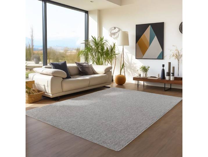 Teppium Tapis chambre salon bouclé uni style scandinave argent 200 x 290 cm confortable robuste entretien facile déco chambre