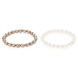 PERLEA 2 tlg. Armband-Set Süßwasserzucht- perlen 5-7mm flexibel