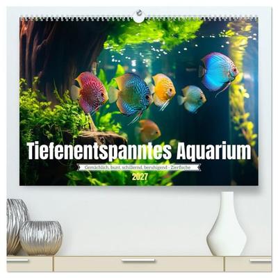 Tiefenentspanntes Aquarium (hochwertiger Premium Wandkalender 2027 DIN A2 quer), Kunstdruck in Hochglanz