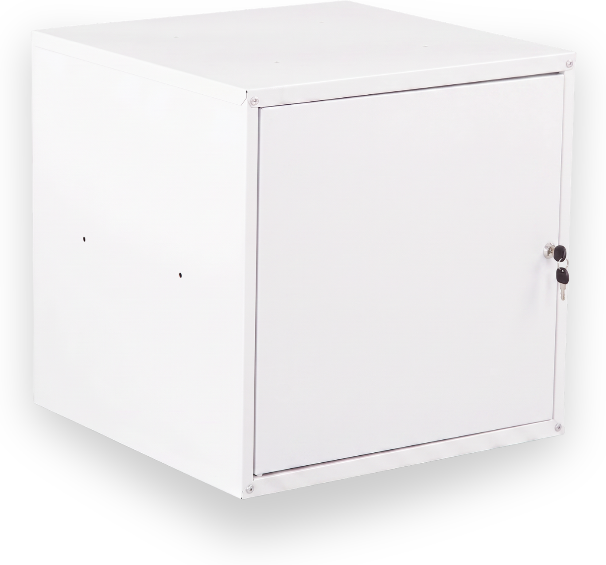 B2B Partner Szafka ubraniowa z schowkami zamykanymi 450 x 450 x 450 mm, zamek cylindryczny, szare drzwi
