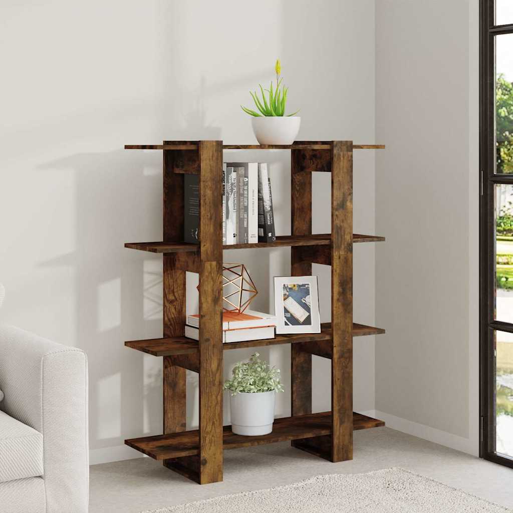 vidaXL Estantería/divisor de espacios roble ahumado 100x30x123,5 cm Marrón
