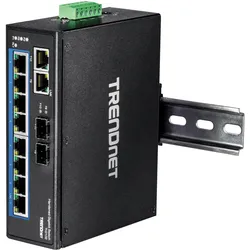 Trendnet TI-G102 10Port Switch DIN-Rail Industrial Gigabit (10 Ports), Netzwerk Switch, Schwarz