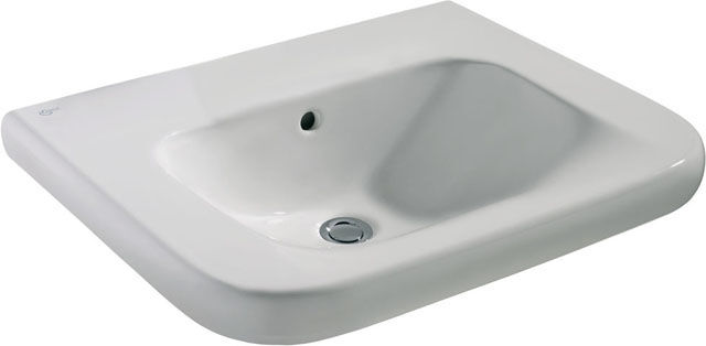 Lavabo Ideal Standard Contour 21 S240401 blanc , sans trou pour robinetterie, avec trop-plein, accessible, 60x55,5x17,5cm