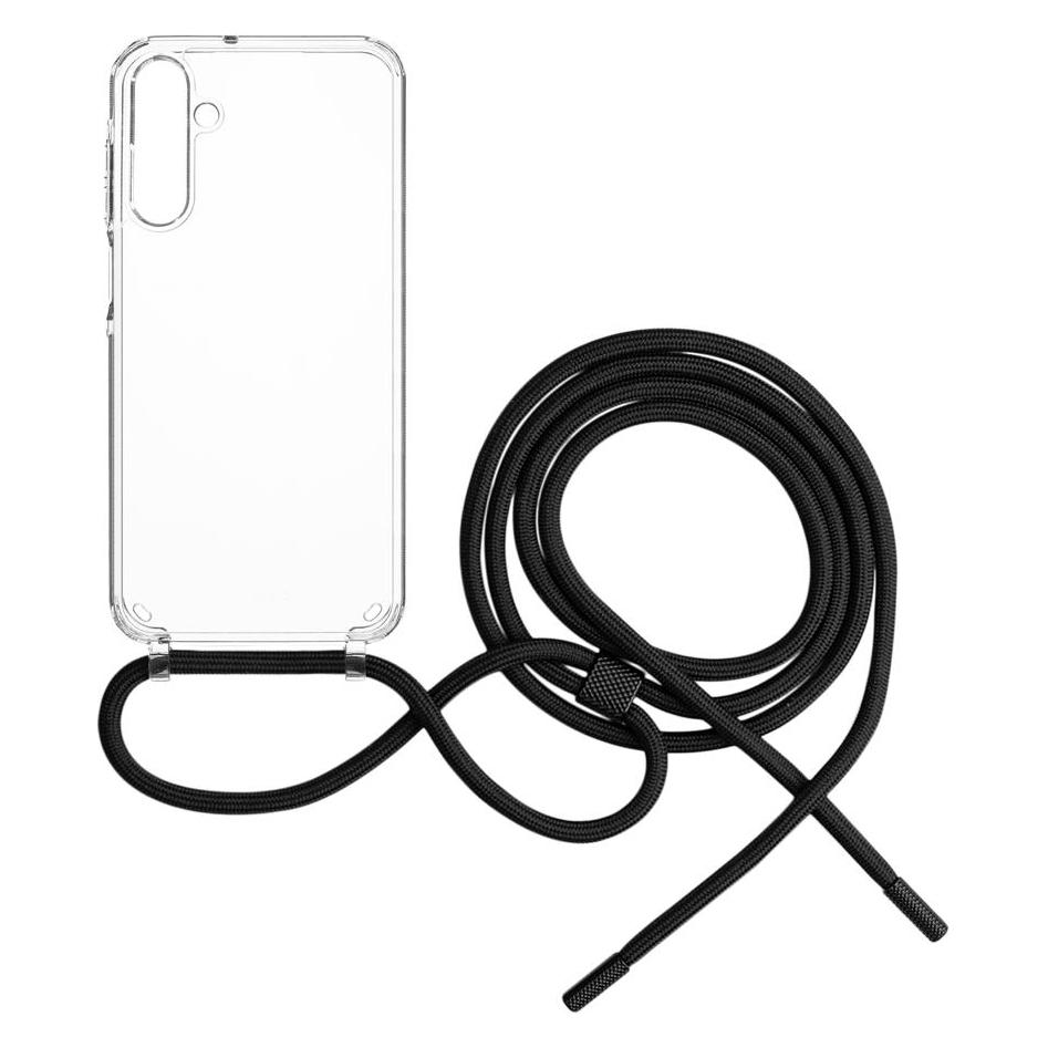 Fixed Pure Neck Case mit schwarzem Umhängeband für Samsung Galaxy A15/A15 5G (Samsung Galaxy A15, Samsung Galaxy A15 5G) (FIXPUN-1259-BK)