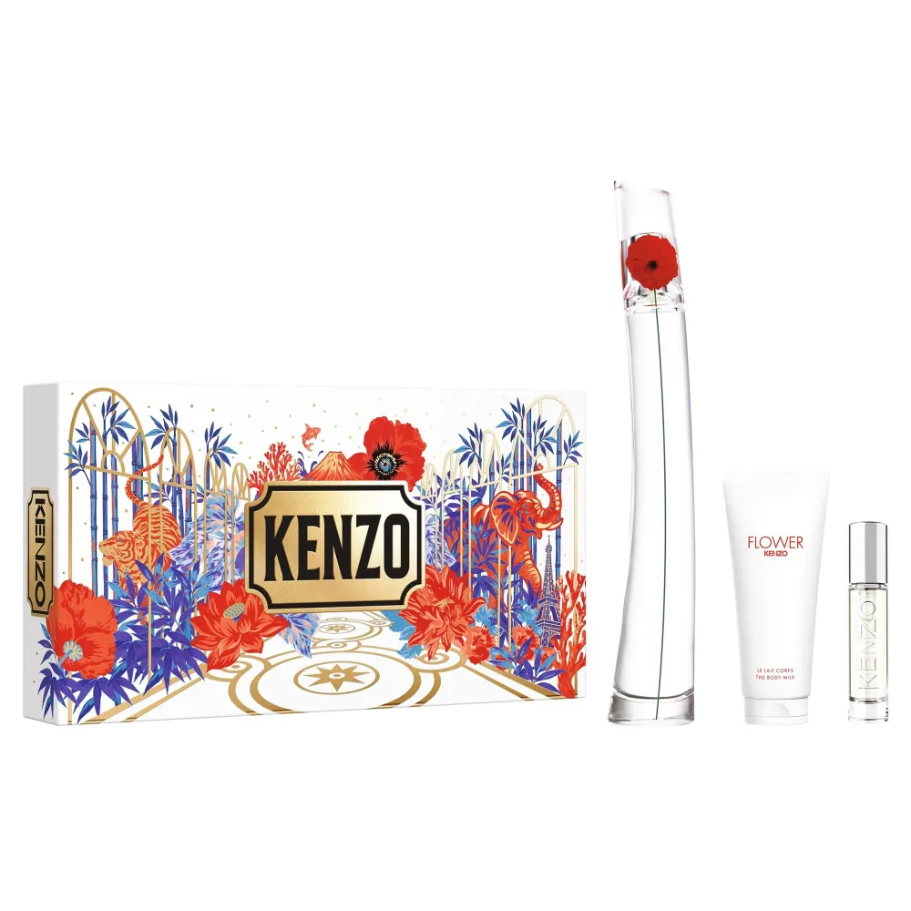 - Coffret FLOWER BY KENZO Coffret pour Femme 02 Eau de parfum 100ml + vapo 10ml + Lait pour le corps 75ml - Kapao Parfumerie en ligne française