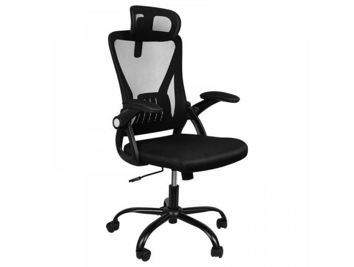 KEDIA Chaise de Bureau Pliante 49*48*106cm avec Appui-tête et Accoudoirs Relevables Maille Noire Solide et Durable