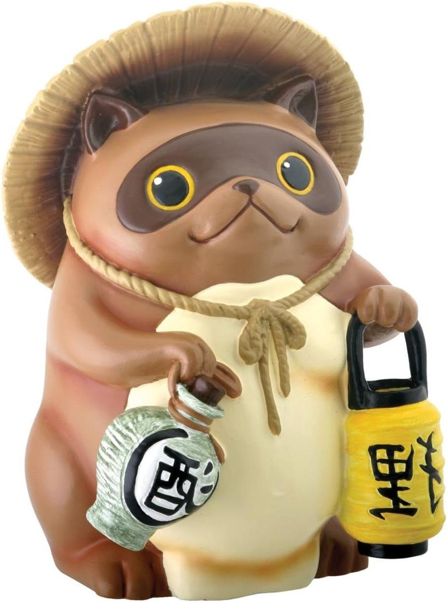 Decoratief Japanse Tanuki Beeld - Raccoon Hond Figuur - Bruin