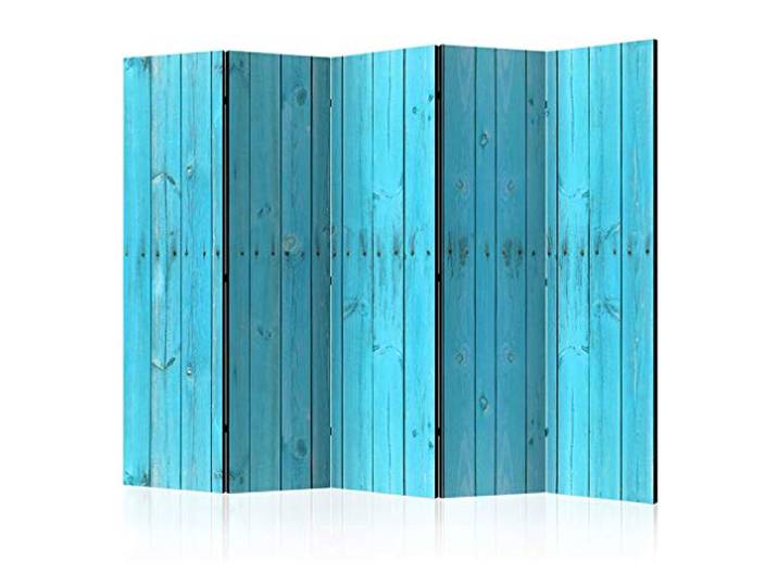 decomonkey Paravent Raumteiler Innen Brett Blau, 225x172 cm, 5-teilig Beidseitig, Wohnzimmer, Room Divider, Wall, Raumteiler Stehend, Trennwand, Sichtschutz, Spanische Wand, Sichtschutzwand, Holz