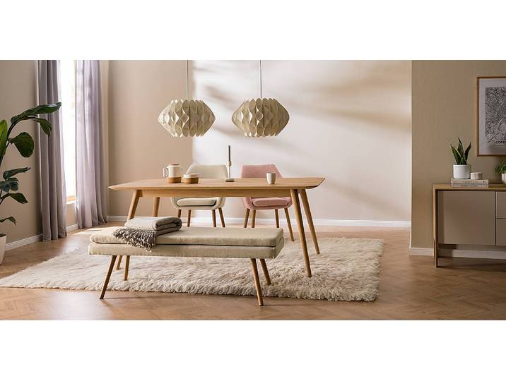 Sitzbank 140 x 48 x 41cm Beige/Beige Webstoff Stefka: Beige