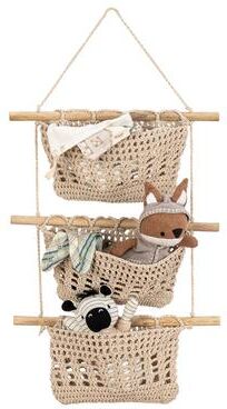 Crane Baby Charlie Farmhouse 3-Tier Hanging Wall Storage Organizer