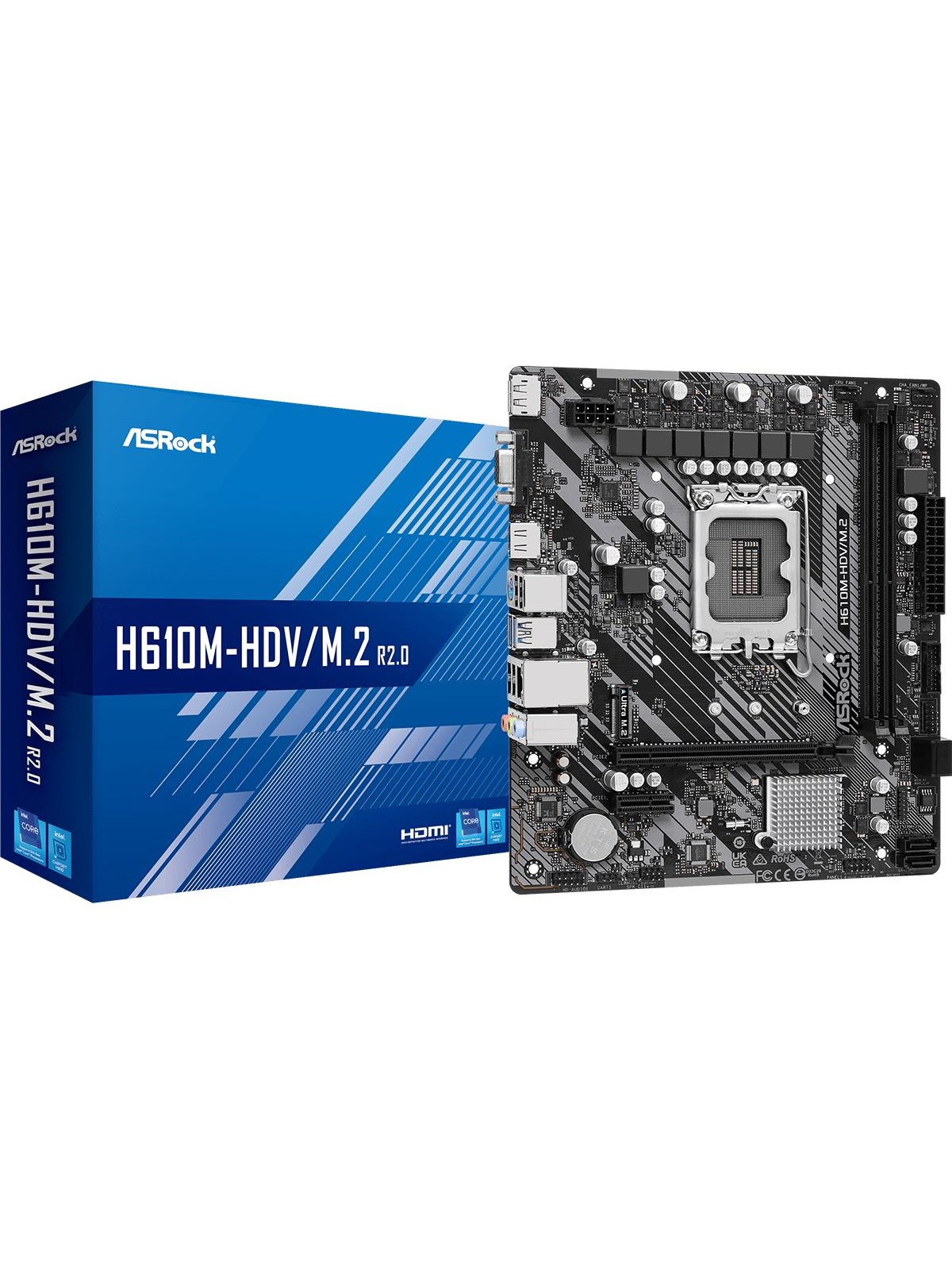 ASRock H610M-HDV/M.2 R2.0 Mainboard - Intel H610 - Intel LGA1700 - DDR4 RAM - Micro-ATX