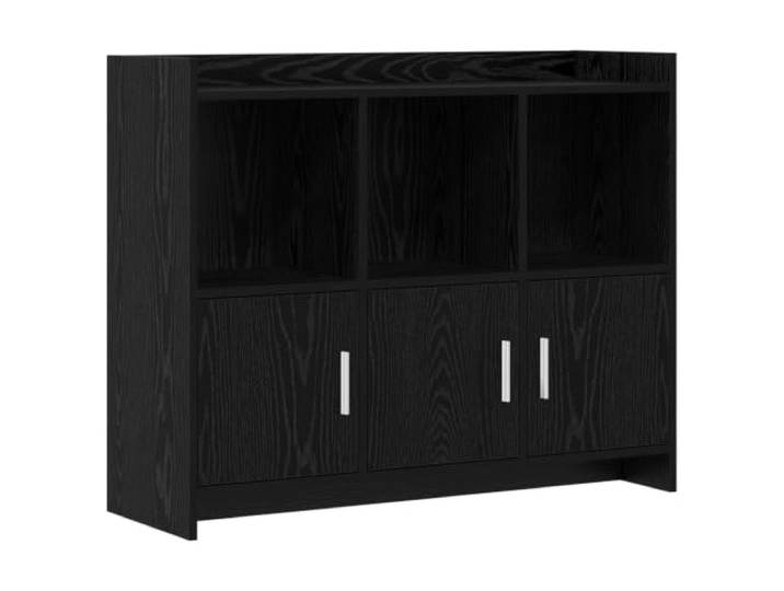 LASWWQMRF Sideboard Schwarze Eiche 98,5x33x80 cm Holzwerkstoff Kommode Vielseitige Aufbewahrung für Wohnzimmer, Flur und Esszimmer mit 6 Fächern, 3 Türen und stabilen Griffe aus Metall.