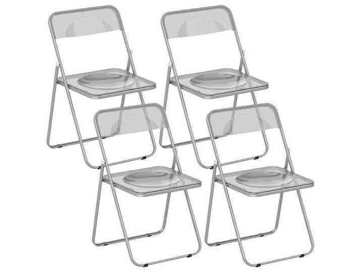 FSX Ensemble de 4 chaises pliantes en acrylique transparent gris