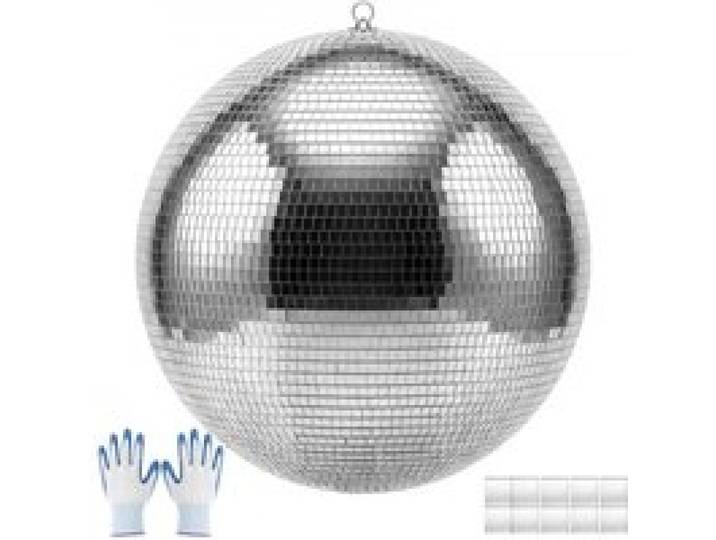 VEVOR Boule à Facettes 500 mm, Boule Disco Argentée Réfléchissante, avec Anneau de Suspension, Facettes Miroir de 2 Tailles, pour Mariage, Fête, Anniversaire, DJ, Club, Scène et Décoration Intérieure
