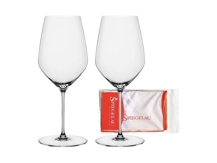 Spiegelau Bordeauxgläser + Poliertuch Hi-Lite transparent 650 ml 2er Set, Transparent, Glas, Gläser, Weingläser